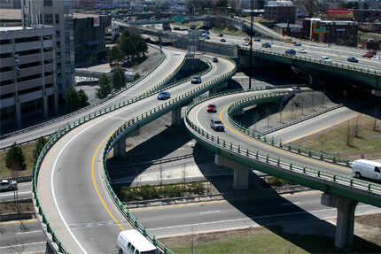 highway interchange ramps in downtown Providence RI
