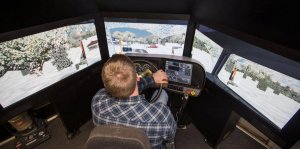 snow plow driver training in a simulator