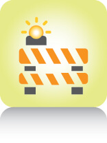 illustration of work zone temporary barricades with flashing yellow light