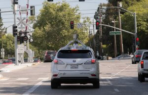 Picture of a self-driving car on the road