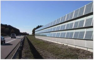 solar panels along highway in Europe