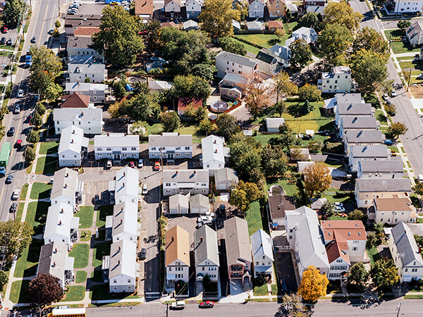 aerial view of residential area in new jersey