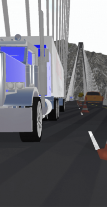 Truck driving on VR bridge.