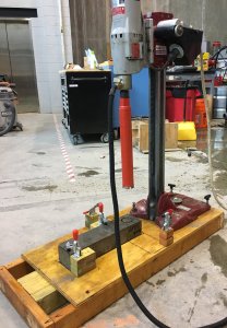 Partial coring of concrete prism to prepare for pull-off testing