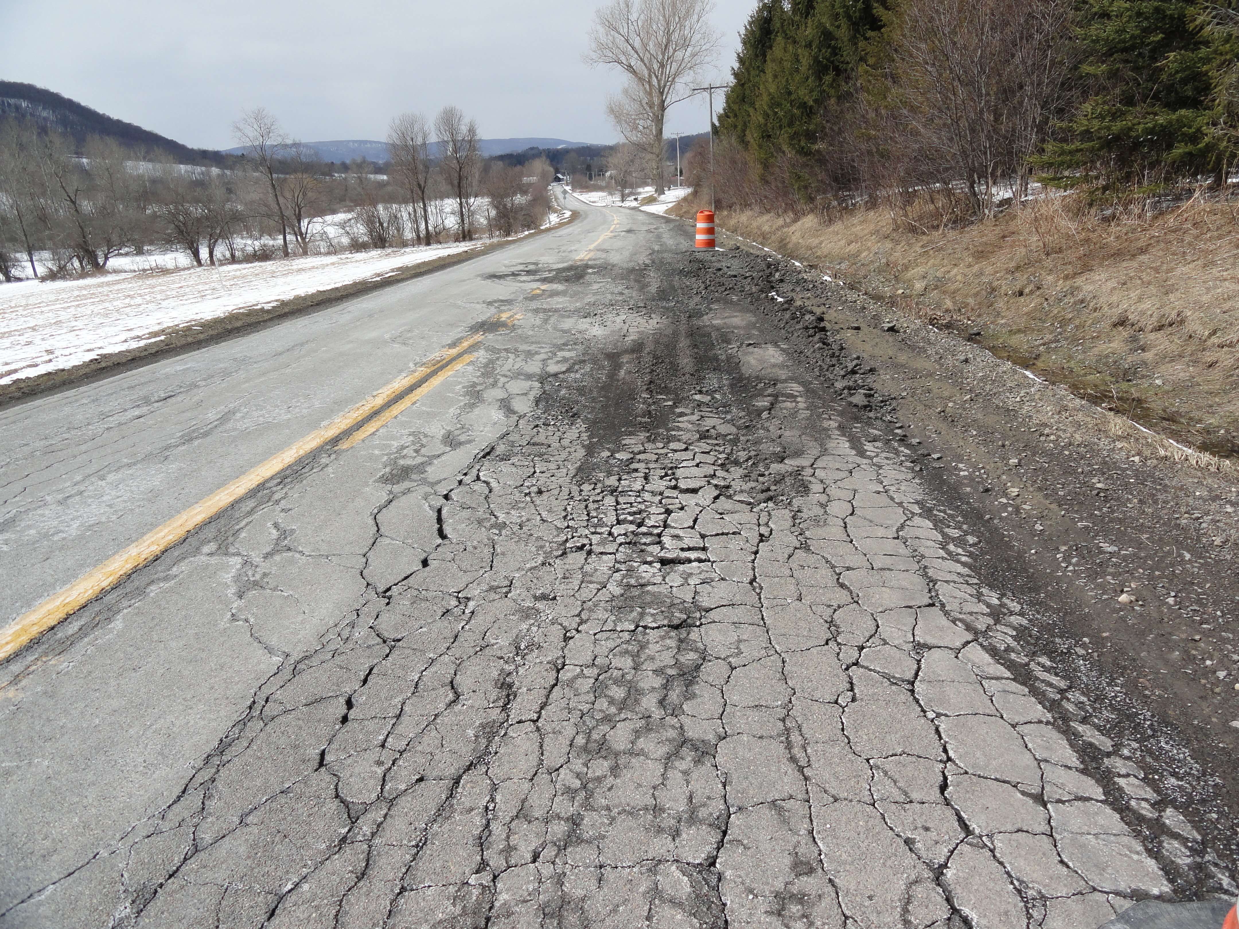 local road segment designed too thin